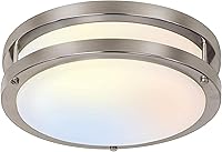 Hykolity 13 Inch Flush Mount LED Ceiling Light - 5CCT Adjustable 2700K-5000K Dimmable Brushed Nickel for Kitchen Bathroom Hallway - ETL Listed