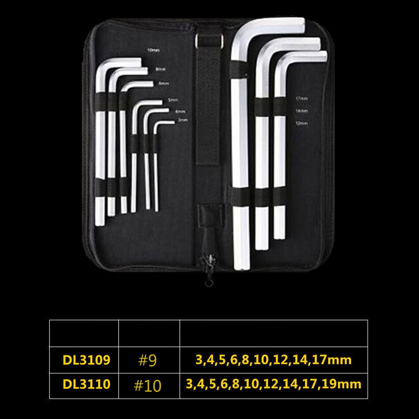 9/10Pcs Allen Wrench Set 3/4/5/6/8/10/12/14/17/19mm Set di chiavi in acciaio al vanadio Riparazione Biciclette Strumento Domestico Allen Key Set Per Trapano