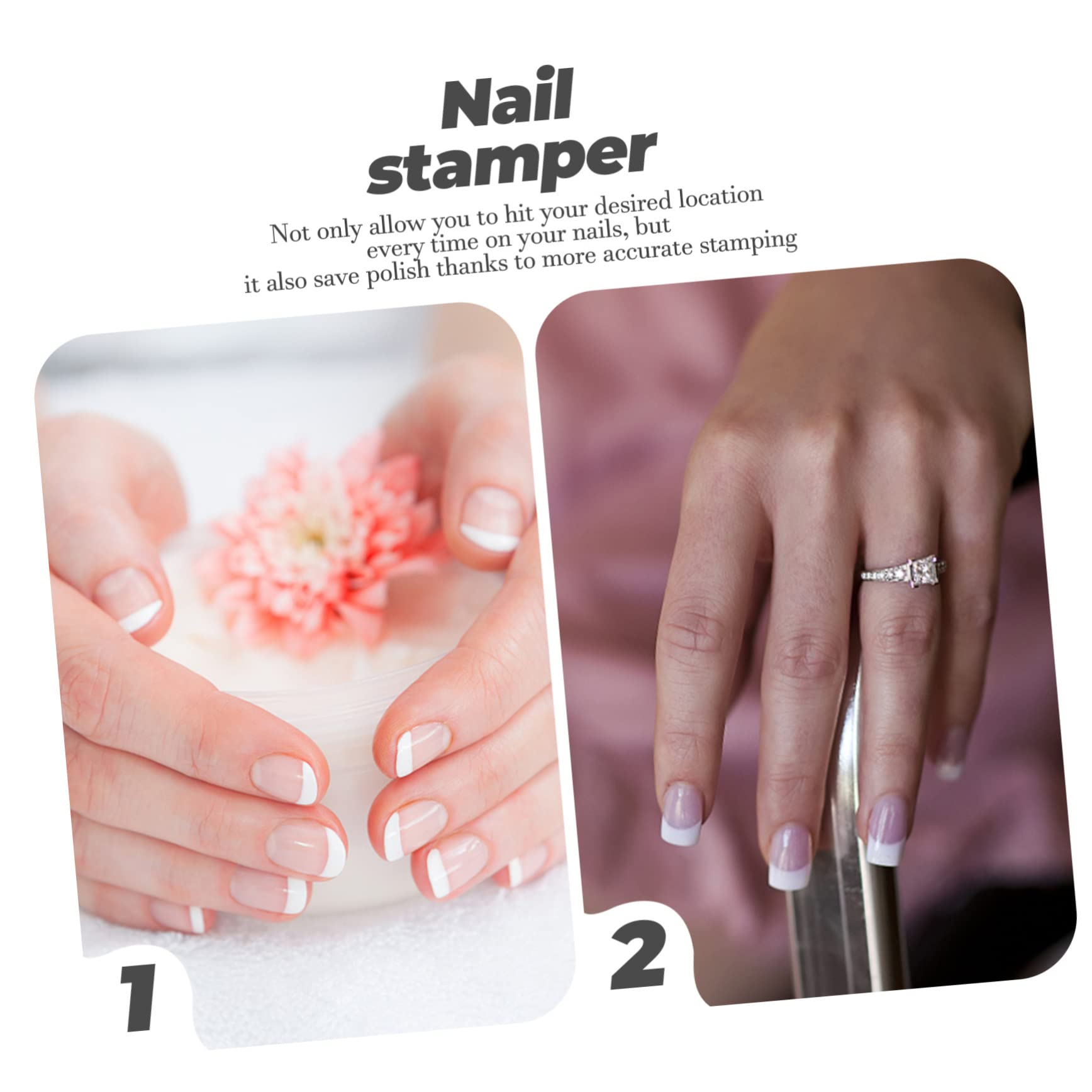 Healeved 4juegos Kit De Estampado De Uñas De Silicona Sello Transparente y Rascador Herramientas De Manicura Para Decoración De Uñas y Diseño Personalizado