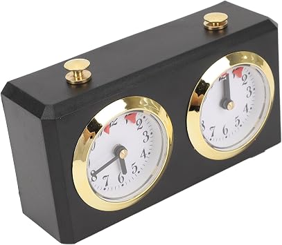 Analog Chess Clock Professional Wind Up Mechanical Timer Vintage Design Large Easy To Read Dials For Chess Tournaments And Chinese Chess Games ABS And Iron Construction 15.4 x 5.5 (Black)
