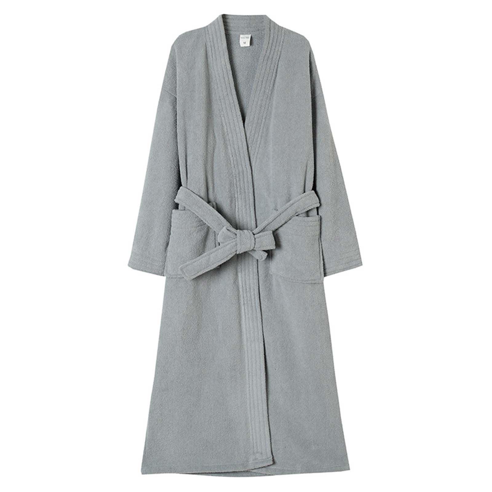 HAOLEI Albornoz Unisex de Baño para Hombre y Mujer,Albornoz Largo de Ducha Casual Albornoces de Rizo Tacto Suave Cómodos Bata Largo con Cinturón Gruesos y Cálidos Kimono para Hogar Hostelería
