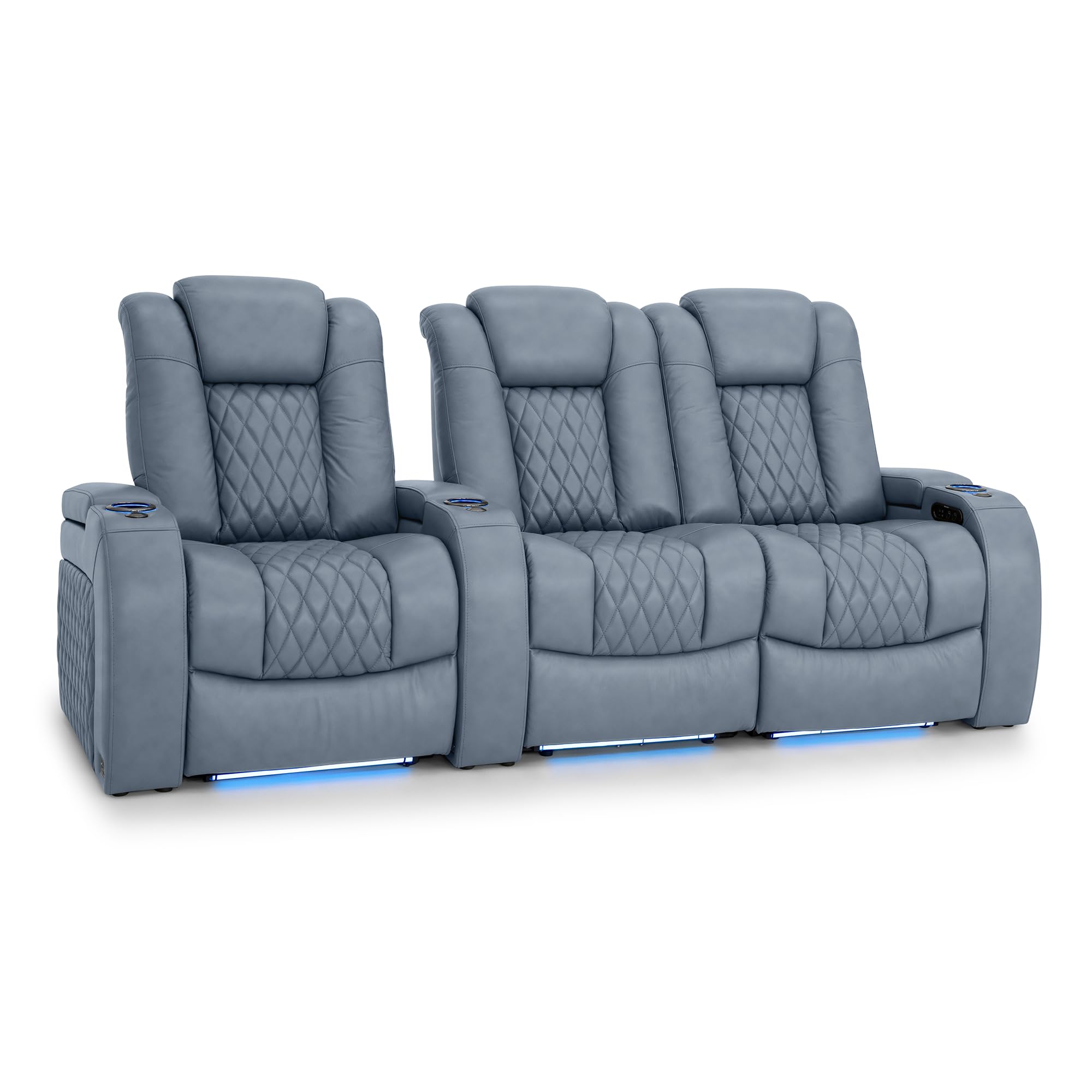 Seatcraft Diamante Home Theater Seating Smokey Blue Row of 3 Right Loveseat