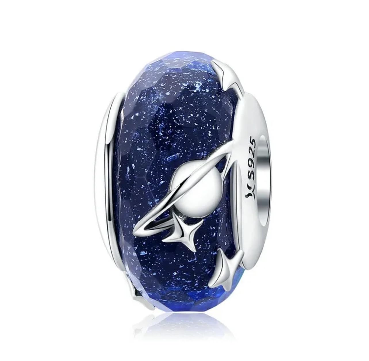 FLXHHX Abalorio de Cristal de con diseño de Estrella fugaz, Cielo Nocturno, Plata de Ley 925 auténtica, Compatible con Pulsera