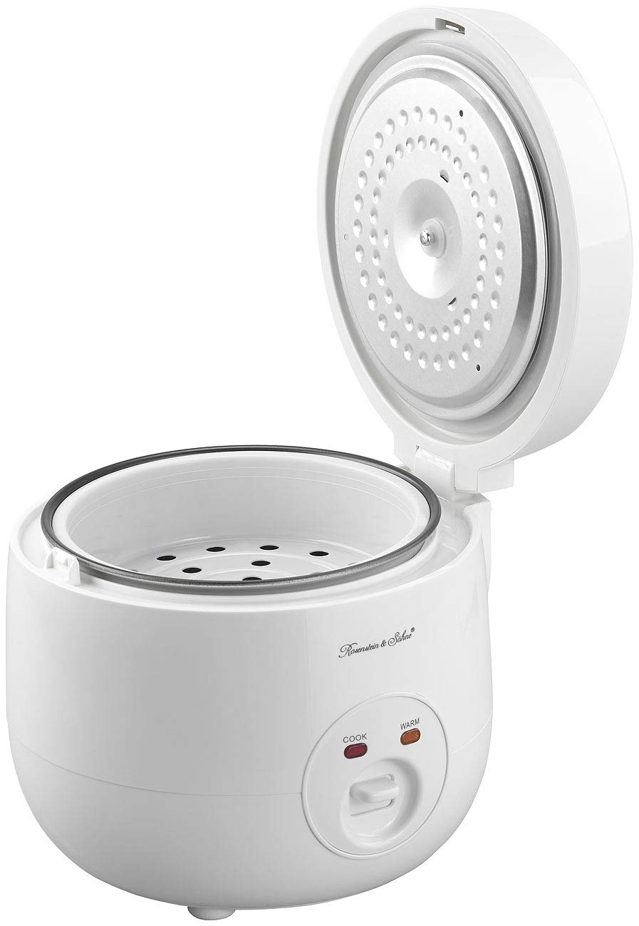 Rosenstein & Söhne Ryżowar z funkcją podtrzymywania ciepła i wkładem do gotowania na parze, 1,2 l, 500 W