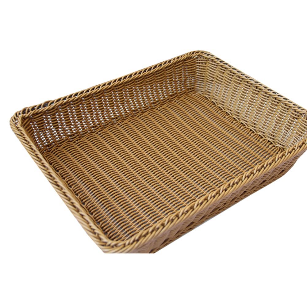 CTRLZS Storage Basket Handmade Rectangular Rattan Organization Wicker Bread Holder Fruit Vegetable Snack Food Container XL