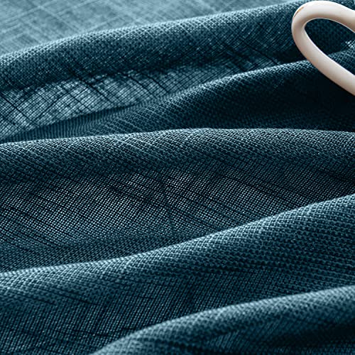 Jinchan Sheer Valance Curtain Linen-Textured Valances For Kitchen Living Room Bedroom Voile Window Valance Light Filtering Farmhouse Country Valance Curtain Rod Pocket 1 Panel 16 Inch Length Navy Blue #TOP4
