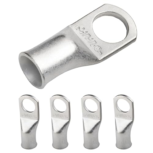 Miniatura 389 de SELTERM - Terminal en anillo de grado marino UL 2/0 AWG 3/8 pulgadas (25 uds) para batería, terminal tubular de cable eléctrico, conector calibre