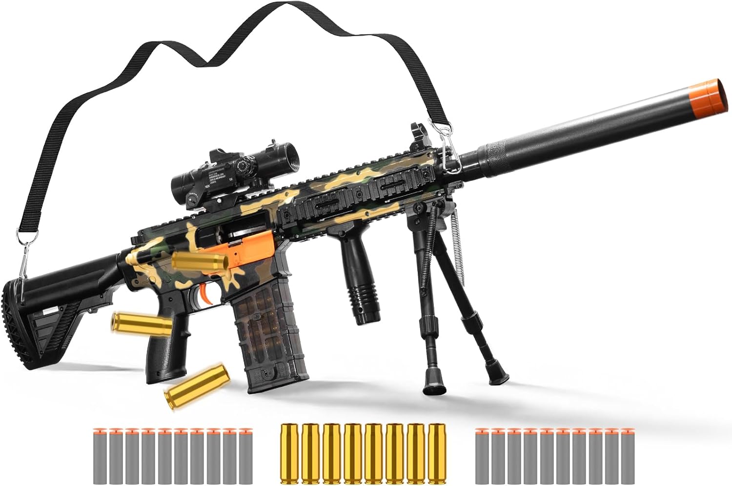 JellyBullet Foam Blaster 721018, Larmside Manul Blaster with Soft Bullets, Shell Ejecting Foam Blaster Outdoor Game, Shooting Fun, Age 18+ (Green)