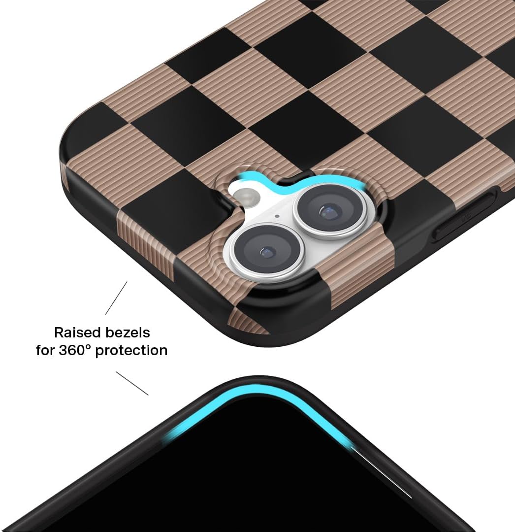  Case for iPhone 17 | Compatible with MagSafe | 10ft Drop Tested | Protective Designer Cases | Mocha Vibe Checkered thumbnail
