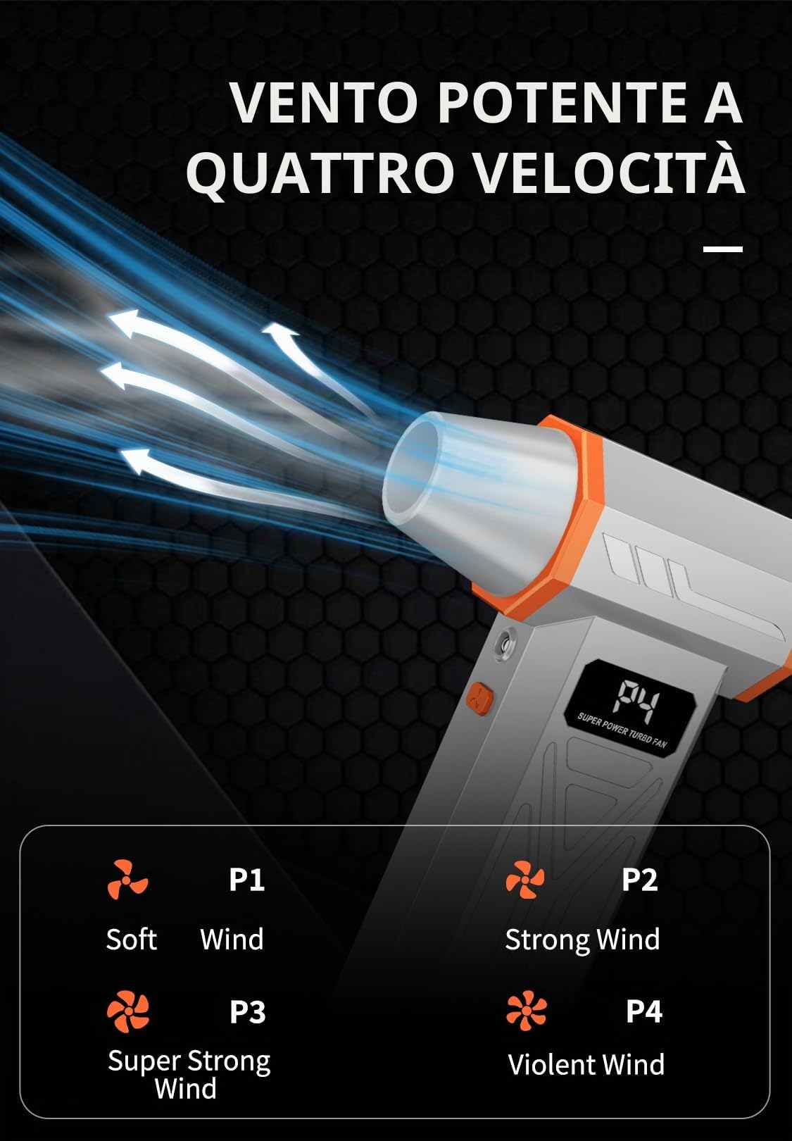 AS-S50 Aria Compressa Elettrico Rimuovi Polvere, 130000RPM & 4 Velocità Air Duster Soffiatore PC con Batteria Ricaricabile Per PC, Tastiera, Ufficio, Auto Puliz
