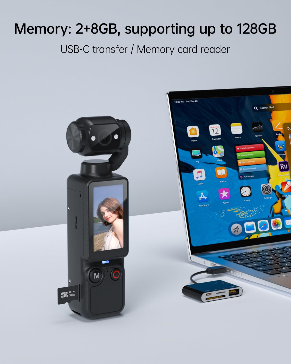 Cámara de vlogging W & O con lente giratoria de 180°, cámara de bolsillo con grabación de audio y video, batería de 7 horas, cámaras POV portátiles con 32GB, grabación fácil con un botón para viajes
