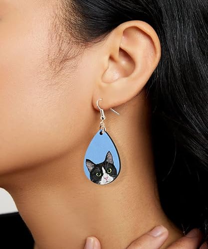 Miniatura 5 de WIRESTER 2 pares de aretes colgantes de gota de agua, accesorios de joyería de moda para niñas y mujeres, lindo animal, gato, perro, cerdo, rana,