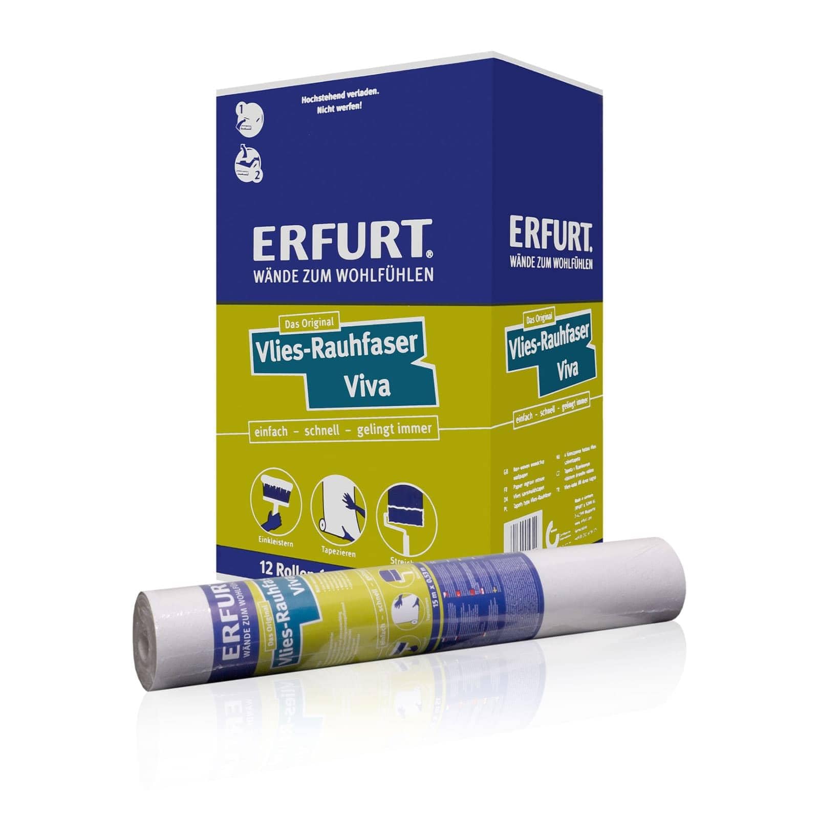 Erfurt Vlies-Rauhfaser Viva 15X0.53 DIY Vlies Rauhfasertapete 12 Rollen 1000658