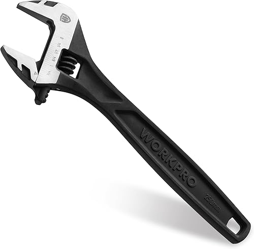 Miniatura 9 de WORKPRO - Llave ajustable de 4 pulgadas de servicio pesado con escala imperial y métrica, llave premium de acero Cr-V, cromada