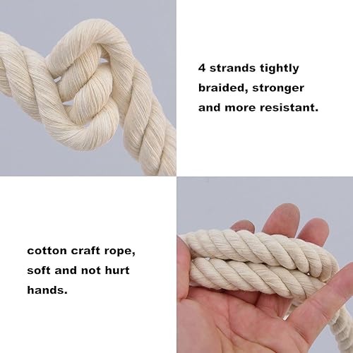 Miniatura 3 de Cuerda de algodón natural (12 pulgada x 100 pies), cuerda de algodón blanco suave para manualidades, hamaca, colgadores de plantas, decoración del