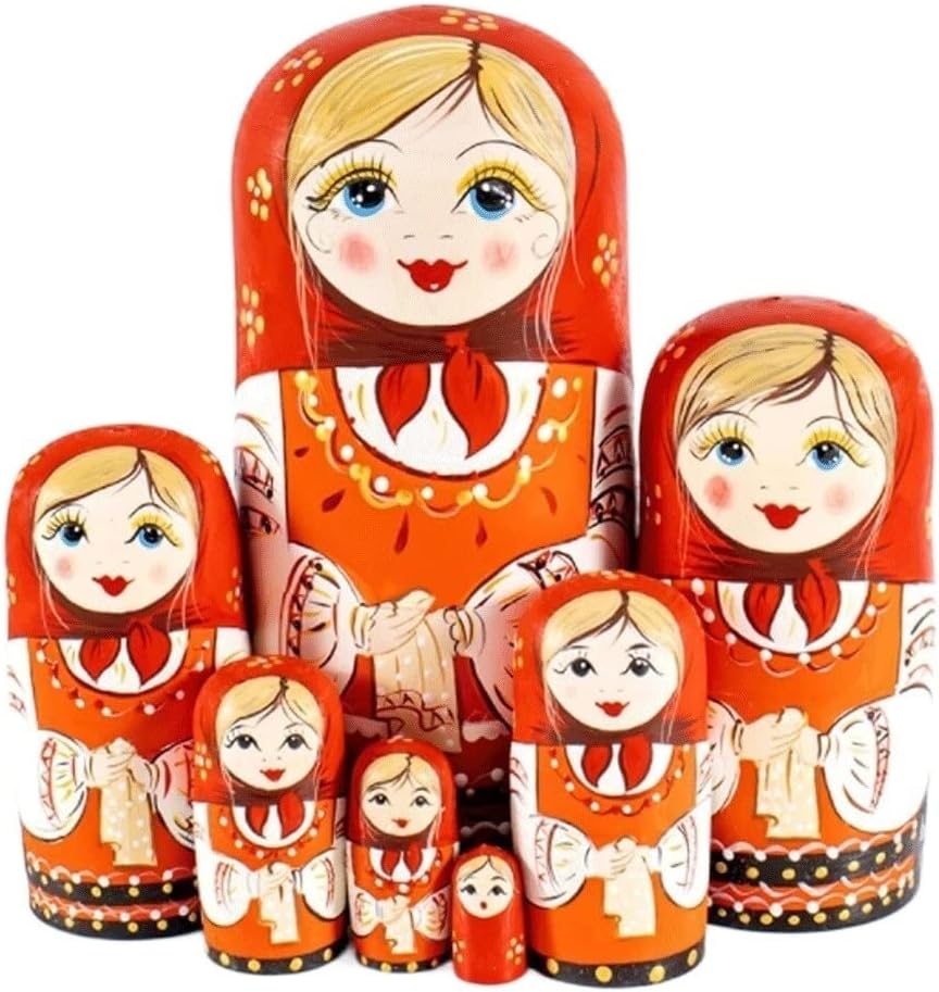 Nesting Doll Russian Matryoshka Set of 7 Pieces Doll Cartoon Cute Toy Matryoshka Doll Stacking Doll