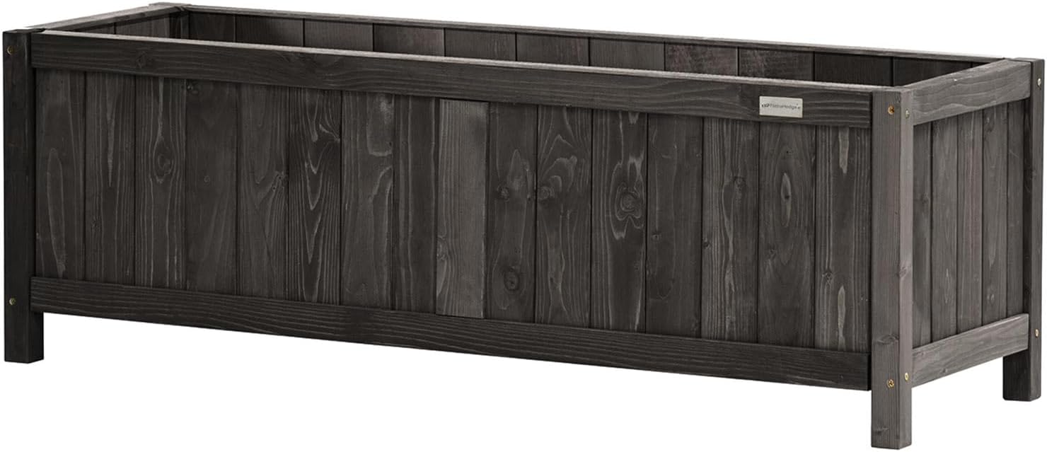 NatraHedge (44" Lx 15" W x 15" H (Brown) Hampton Classic Wooden Planter Box Indoor and Outdoor Rectangular Garden Planter Use for Patio, Yard, Greenhouse, Vegatable, Flowers, and Herb