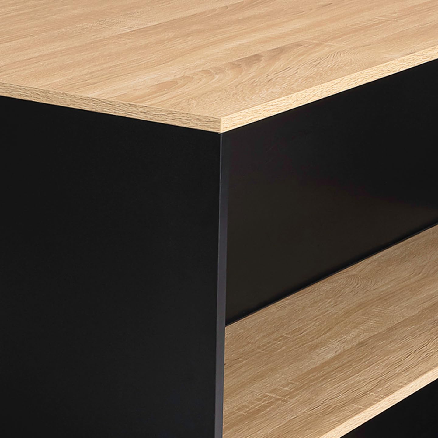 Table De Bar îlot CINA 100 Cm – Style Industriel, Plateau Façon Hêtre Et Piétement Noir