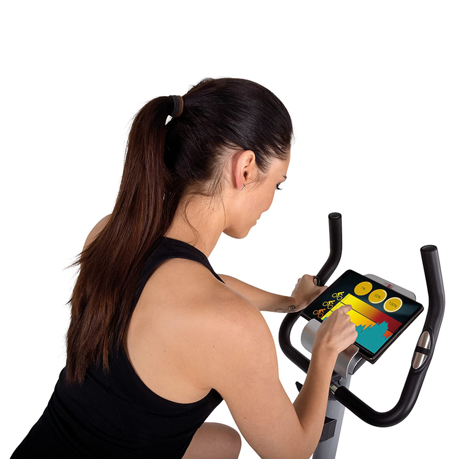 Christopeit Heimtrainer Fahrrad Ergometer AL 2, bis 150kg, 24 Widerstandsstufen, 9kg Magnet-Bremssystem, leise, Soft-Touch-Computer, Handpulssensoren, Tablet-Halterung, silber Sport & Freizeit