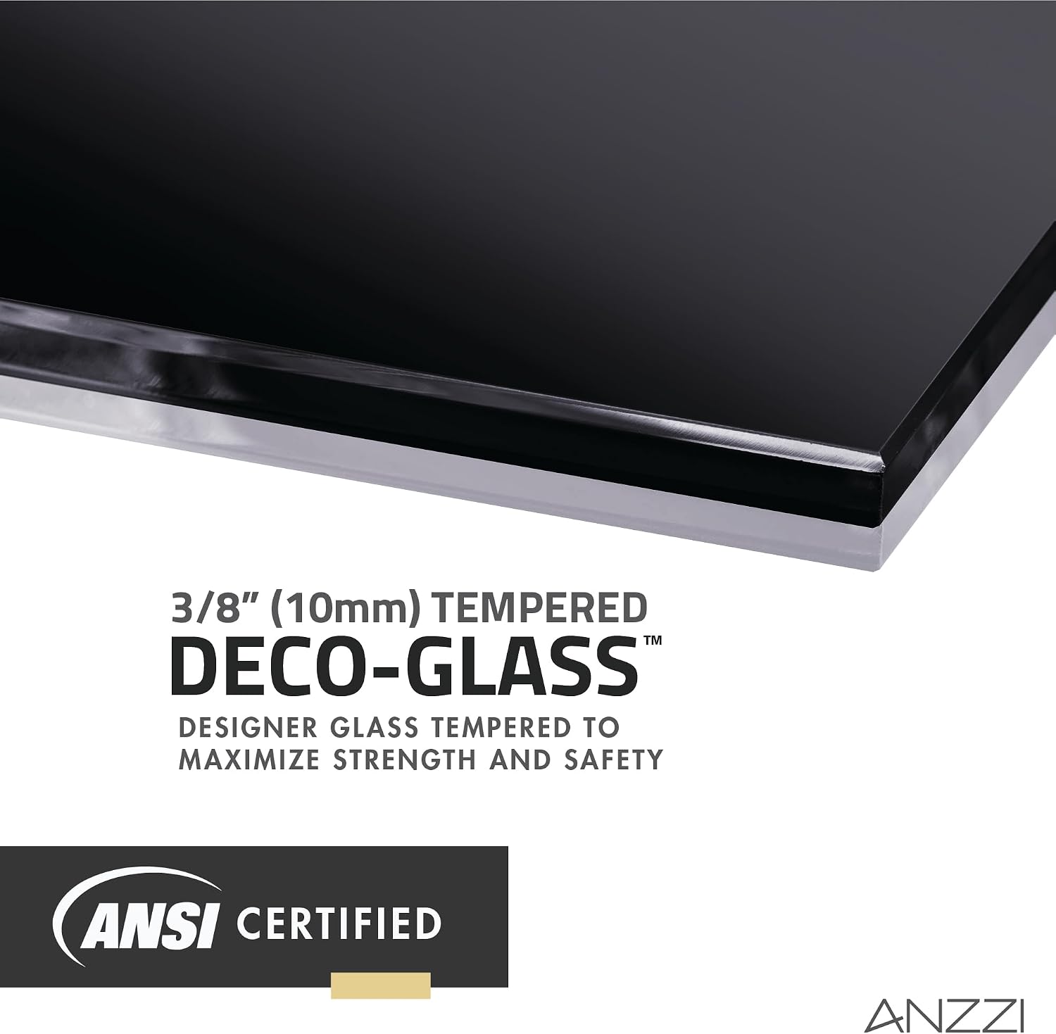 ANZZI 74 X 34 Inch Framed Black Tinted Fixed Glass Shower Screen Shower Door in Matte Black | Veil Water Repellent Tempered Glass Single Panel for Shower Room | SD-AZFL06001MBT
