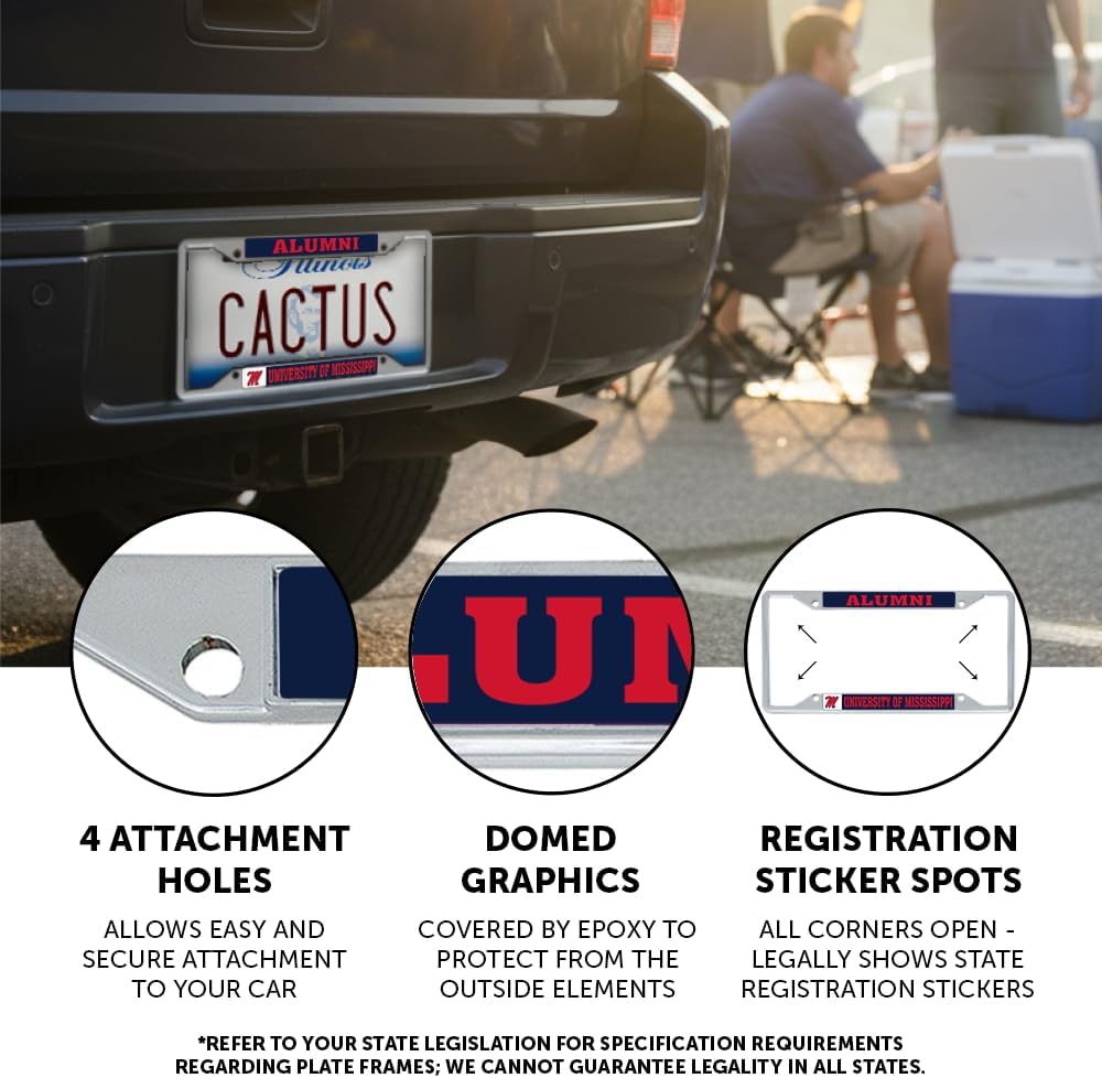Desert Cactus University of Mississippi Rebels Ole Miss U of M Metal License Plate Frame for Front or Back of Car Officially Licensed (Alumni) - Image 3