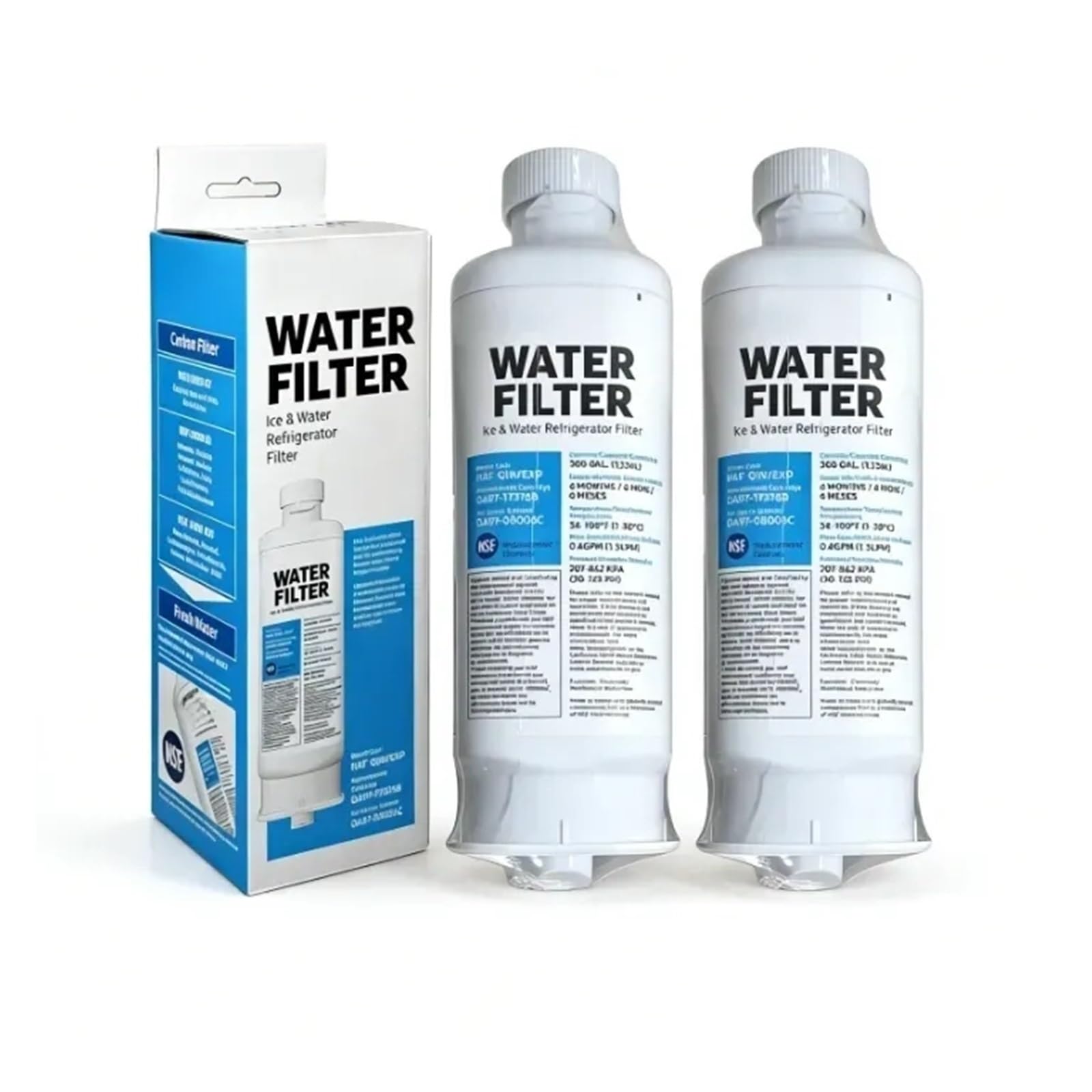 Compatible avec Samsung DA97-17376B, HAF-QIN/EXP, filtre à eau de réfrigérateur de remplacement, durée d'utilisation 6 mois, certifié NSF(2PCS)