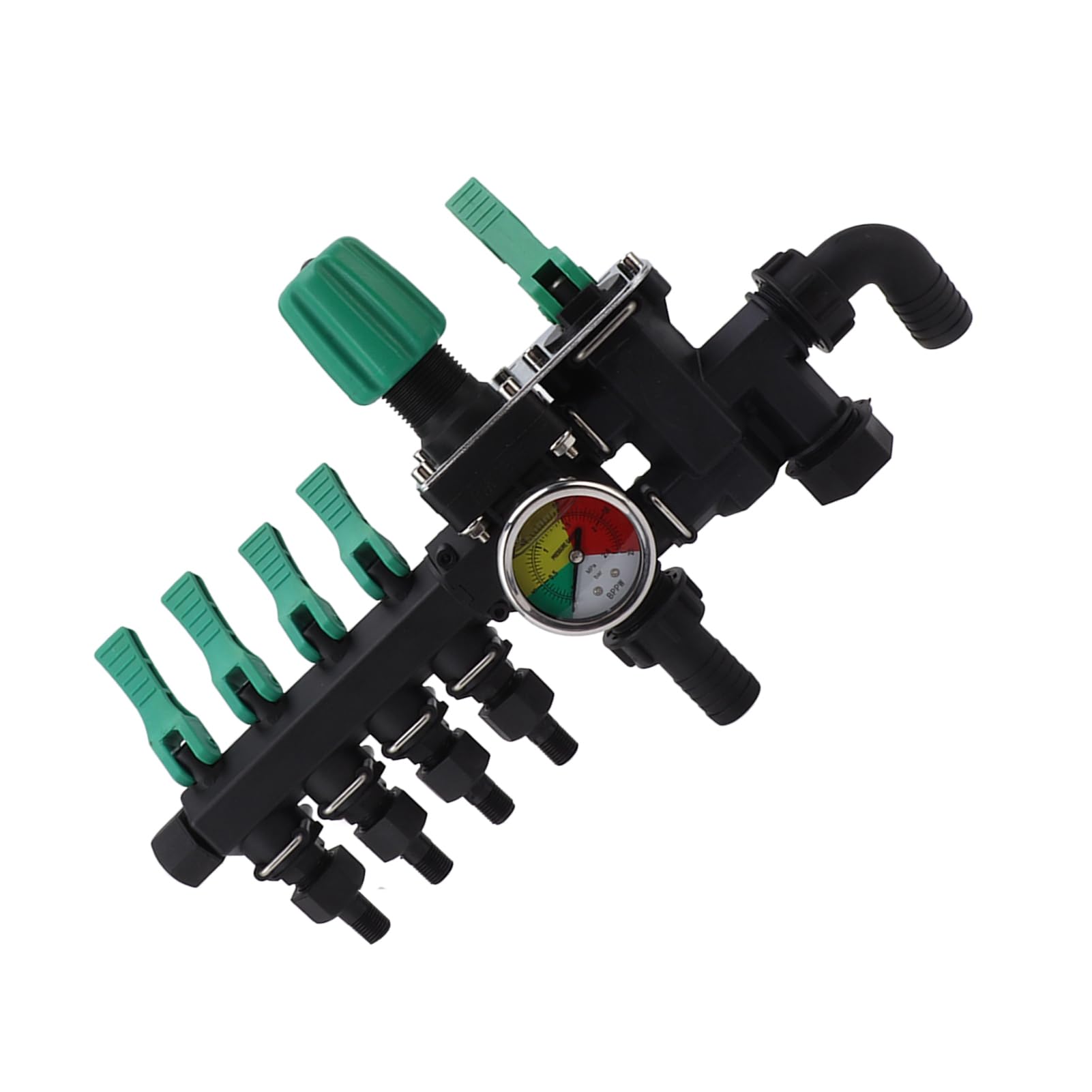 Divisor de Manguera Colector Resistente de 4 Vías con Interruptores Independientes para Uso en Granjas y Jardines Material Duradero Resistente a la Oxidación