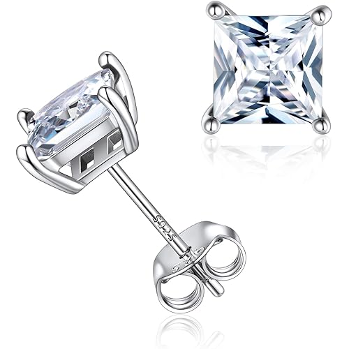 ChicSilver 925 Sterling Silver Earrings Sparkling Heart/Round/Princess Cut Birthstone Earrings for Women Birthday Jewelry with Gift Box