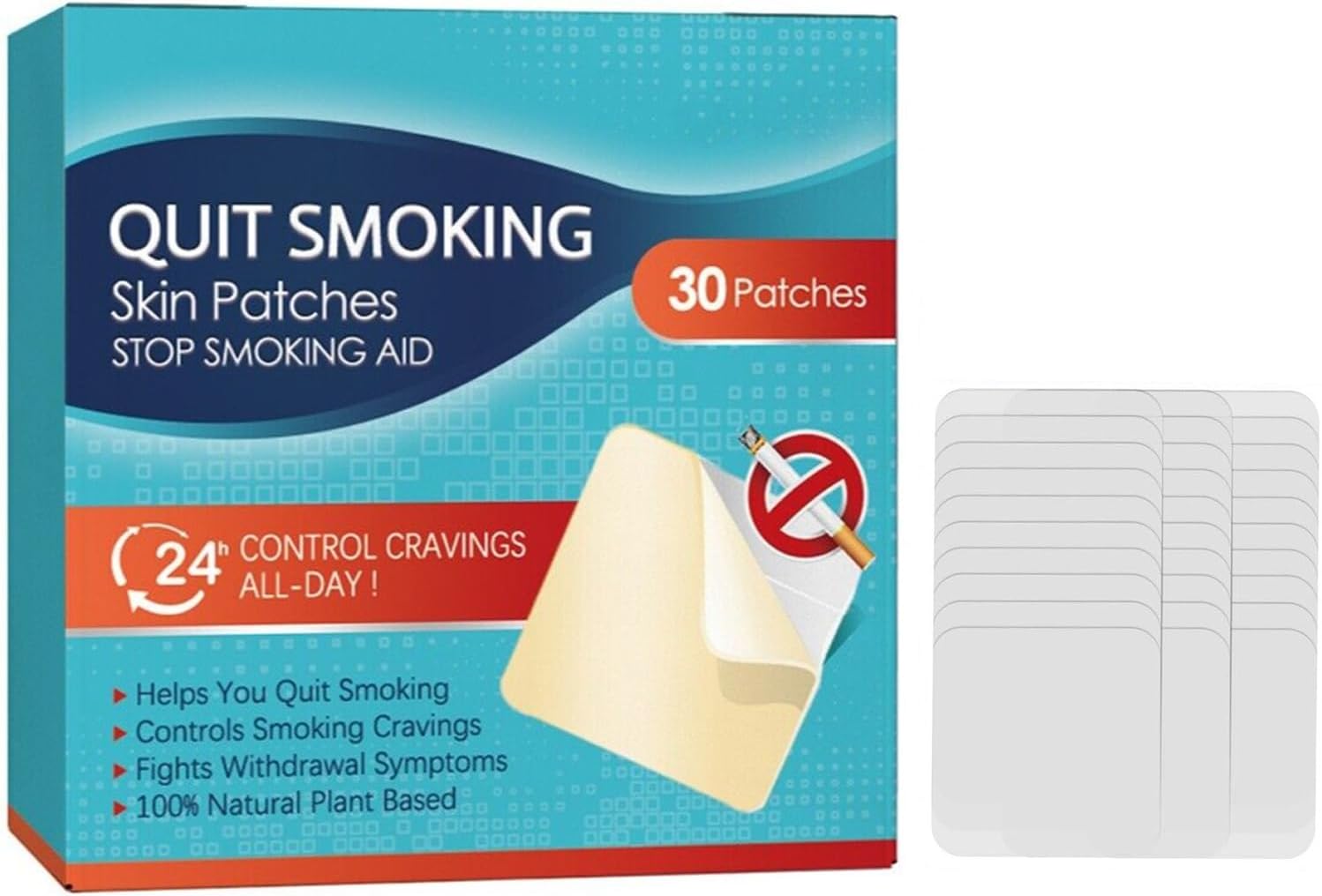 Excefore Quit Smoking Patches, Aid Stop Patch, Easy And Effective To Help Smoking, Safety Anti-Smoking Stickers (30Pcs)