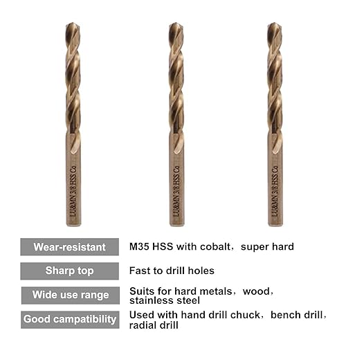 Miniatura 5 de Broca giratoria M35 de 38 pulgadas con vástago recto resistente paquete de 10 unidades perforación para hierro fundido acero tratado térmicamente