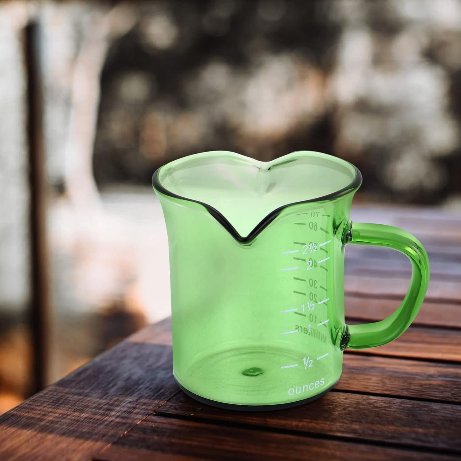 Hemoton Glass Coffee Measuring Cup 2.4Oz Lightweight Milk Mug with Dual Spout for Home Drinking and Latte Art