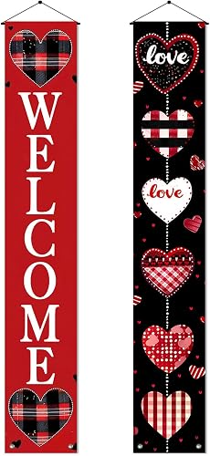 BlissYard 2Pcs Valentines Day Door Banner 71x12 Inch Valentine Day Decorations L