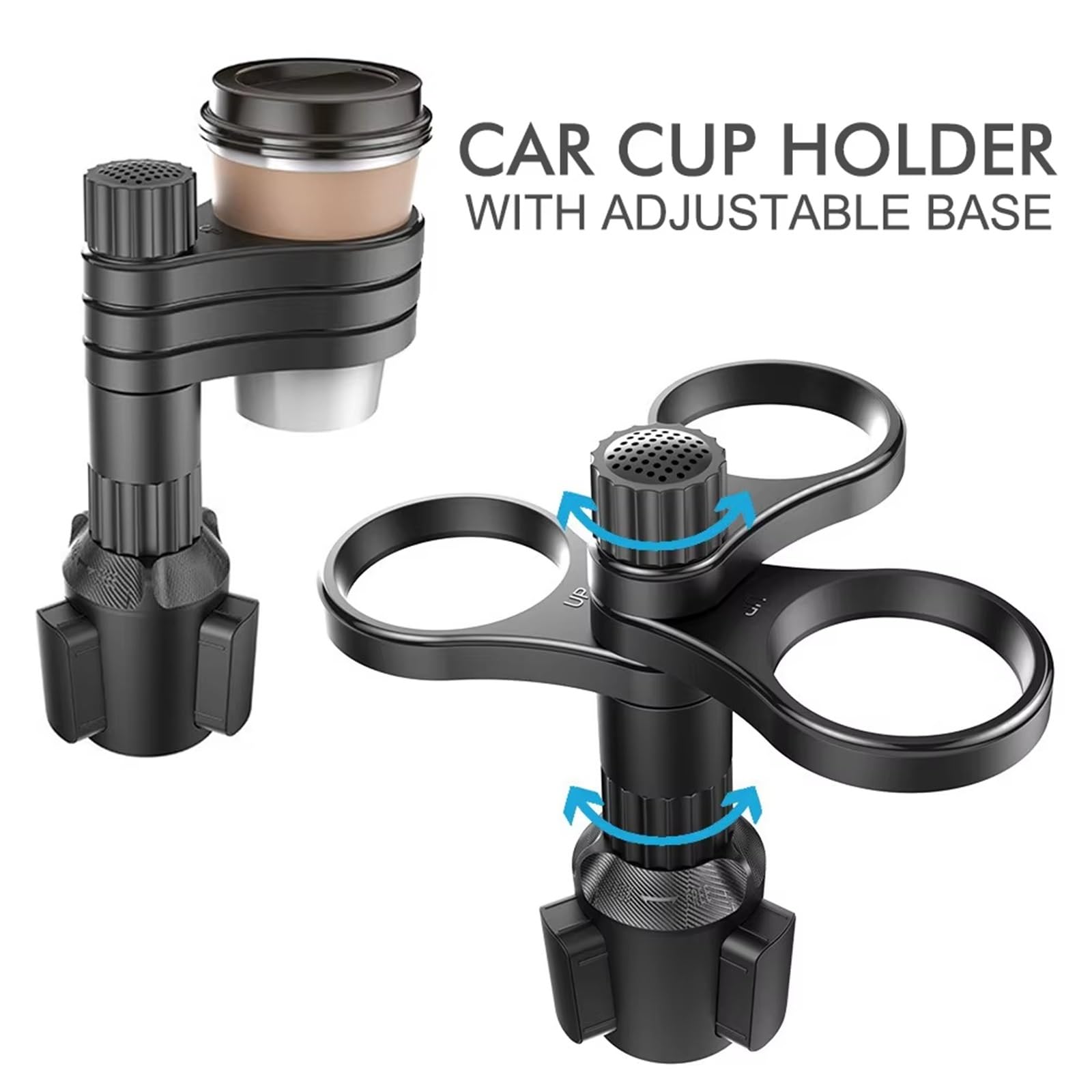 Porte-Gobelet Voiture Adaptateur D'extension Porte-gobelet Voiture 3 En 1, Support D'insertion Boisson Rotatif À 360 Degrés Base Réglable Porte-gobelet Voiture