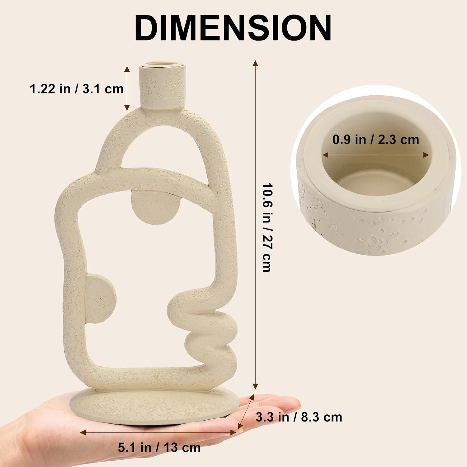 Face Decorative Taper Candle Holder - Modern Abstract Creative Face Candlestick Holder for Table Centerpiece, Beige Tall Candle Sticks Holder Decor for Home Dinning Party Birthday Housewarming Gifts