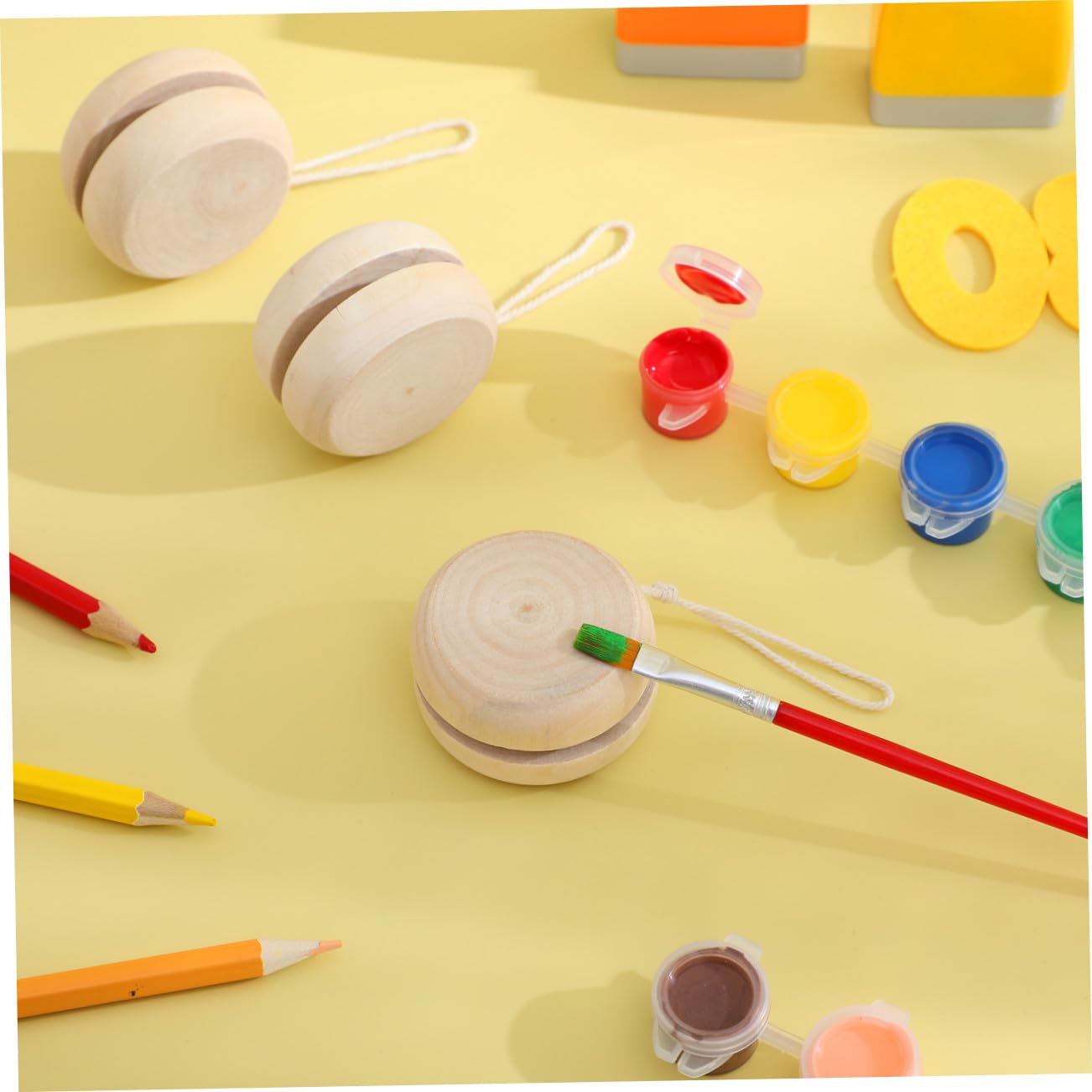 Mikikit Set 10 Pezzi Palla Reattiva in Legno da Dipingere Giocattolo Fai da Te per Materiale Creativo per Attività Artistiche e Giochi Genitori-Figli Decorazioni per Feste e Casa