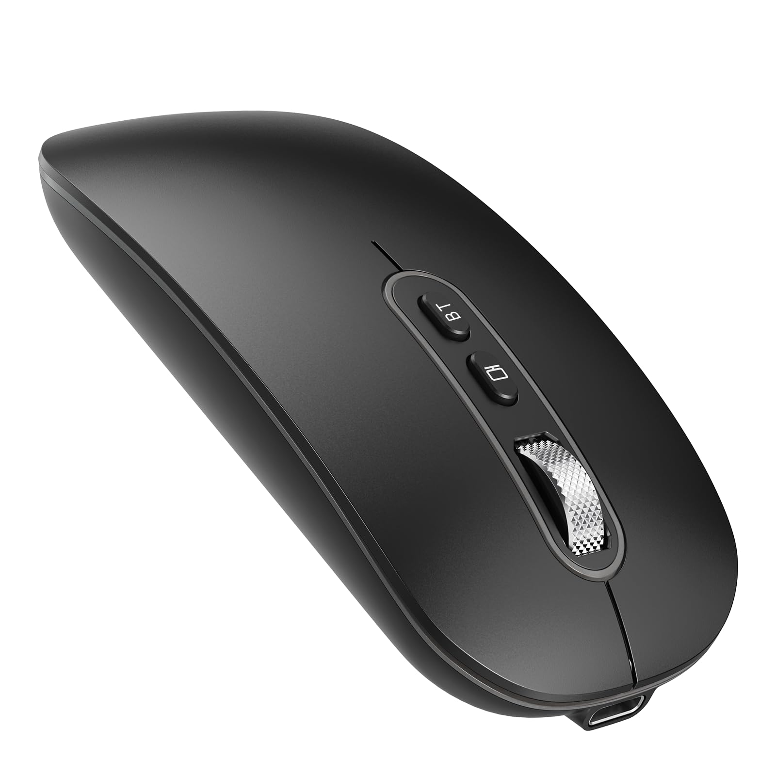 cimetech Souris Bluetooth sans Fil (BT 5.1 + 2,4 GHz)-Souris Rechargeable, silencieuse et Fine, Compatible avec MacBook Pro/Air, Mac, iPad, Ordinateur Portable, Ordinateur de Bureau, Mac et PC - Noir