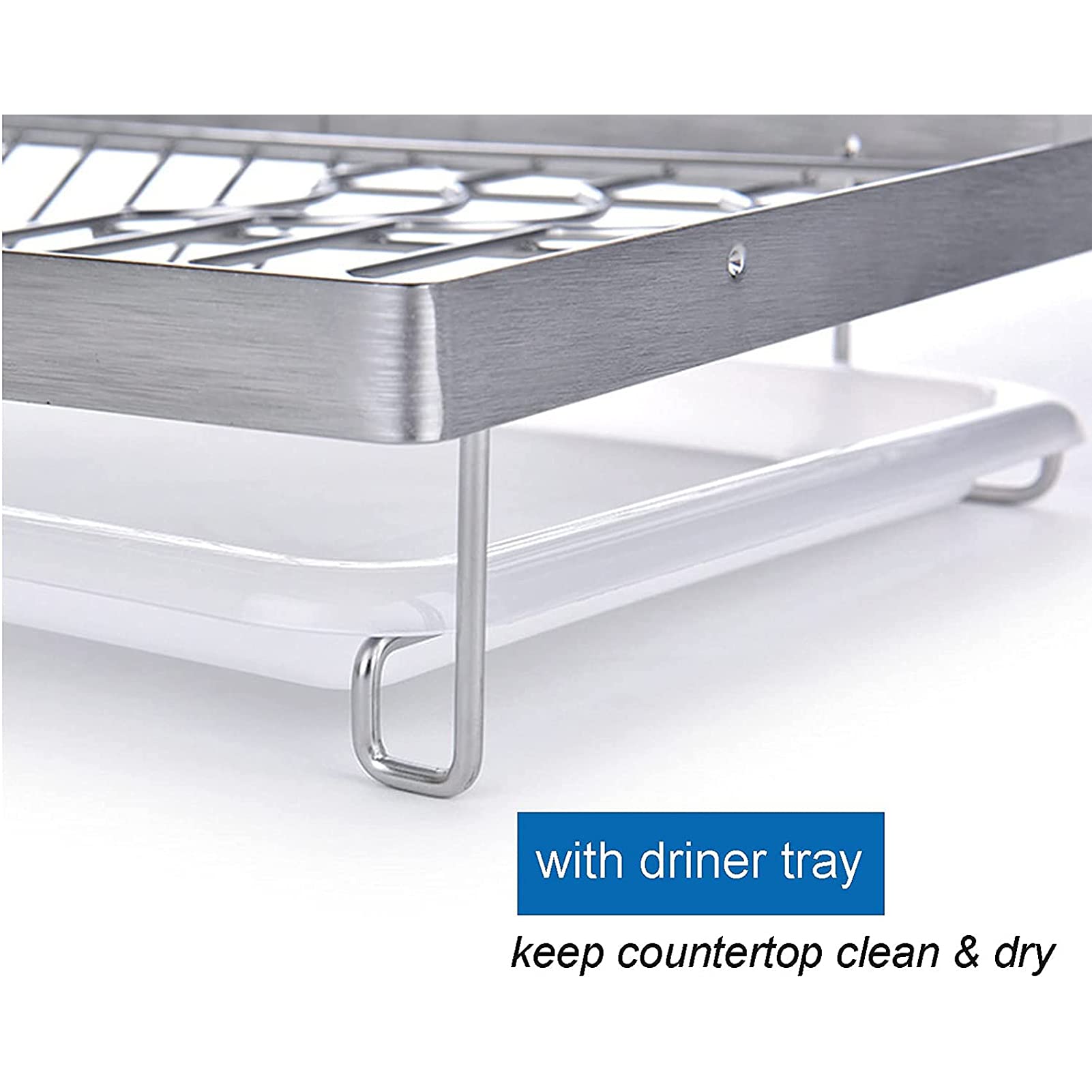 Escurridor De Platos Colgante con Bandeja De Goteo, Escurridor De Platos Grande De Acero Inoxidable para Encimera De Cocina, Escurridor sobre Fregadero con Soporte para U,Silver-60cm