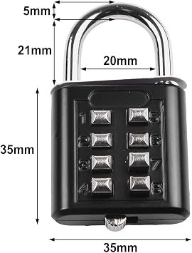 Password Combination Padlock, 8-Digit Zinc Alloy for Suitcase for smart Lock, Keypad Combination Lock for Gym Luggage Locker
