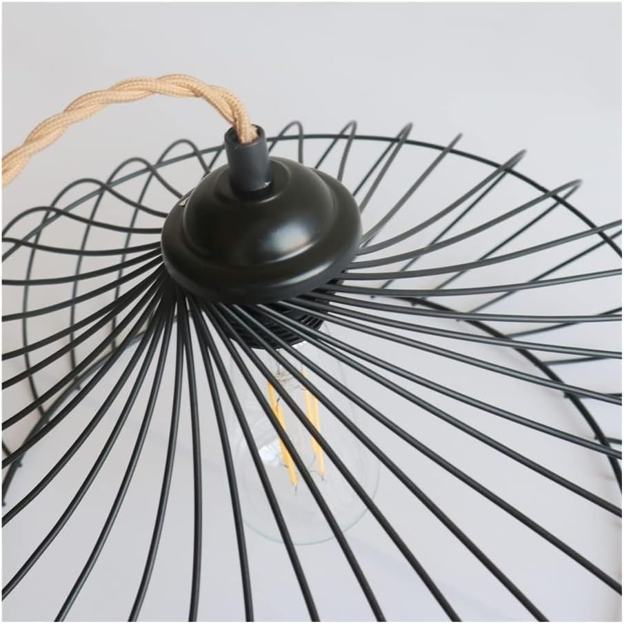 Lustre d'intérieur sans câblage en fer noir E27 style rétro industriel - 7