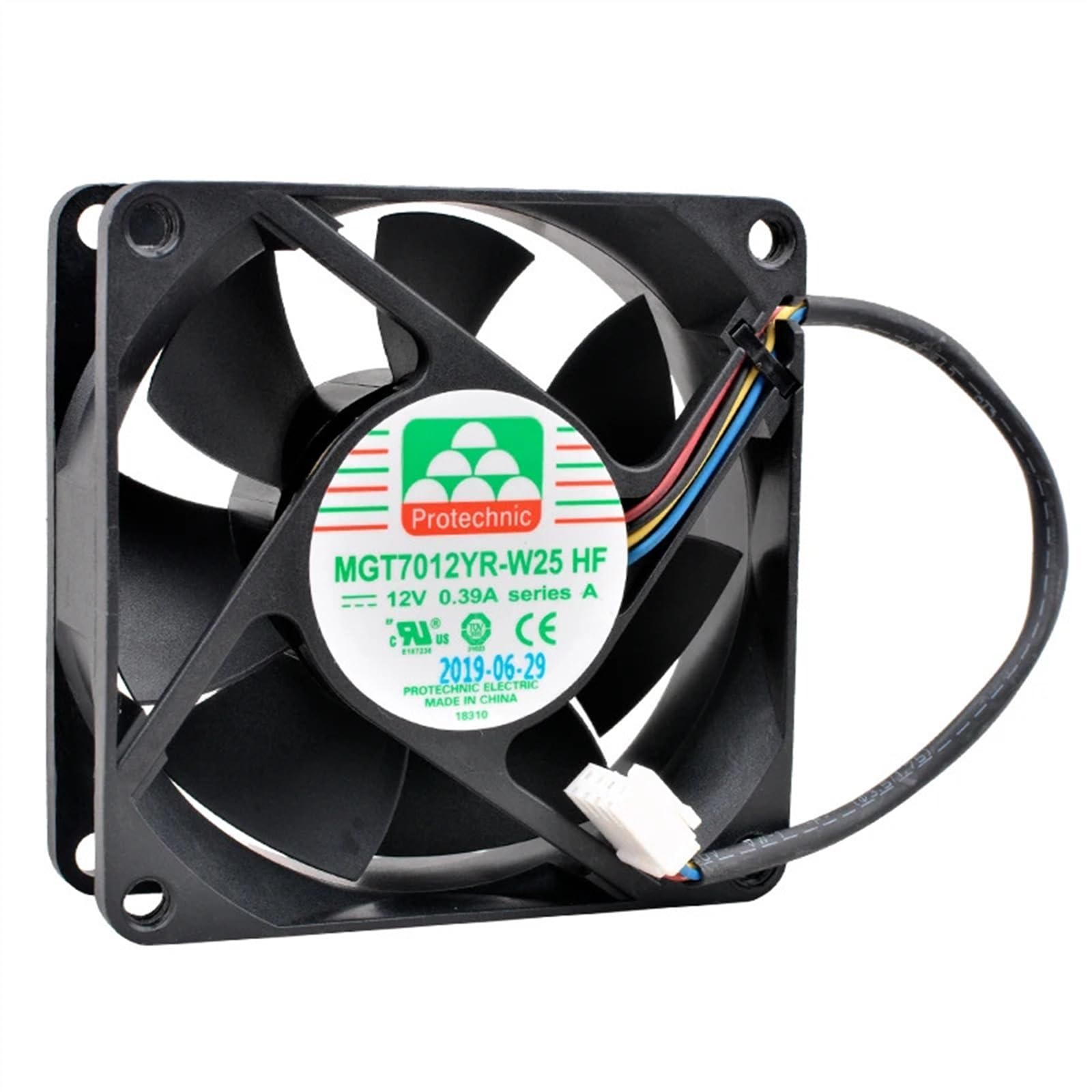 FCARUMIQP MGT7012YR-W25 HF 7cm 70mm Fan 70x70x25mm DC12V 0.39A 4 Lines 4pin Cooling for Server Chassis Power Supply