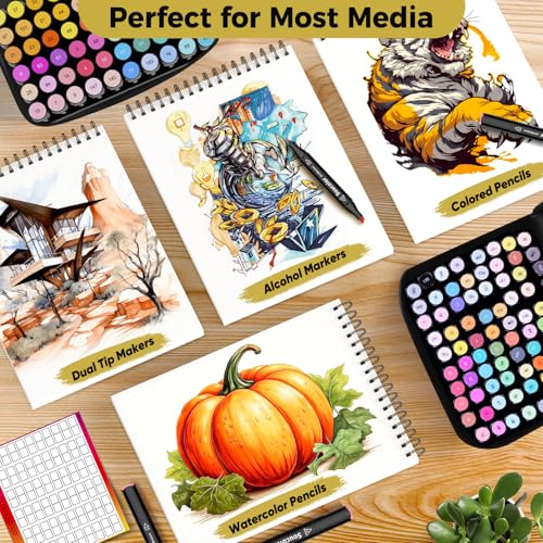 Image of Soucolor Marker Paper Sketchbook,Bleedproof Maker Paper 9 inchx12 inch | Professional Bleedproof Marker Pad for Alcohol Markers 100 Sheets 73lb /120gsm Thick No-Penetration Drawing Paper