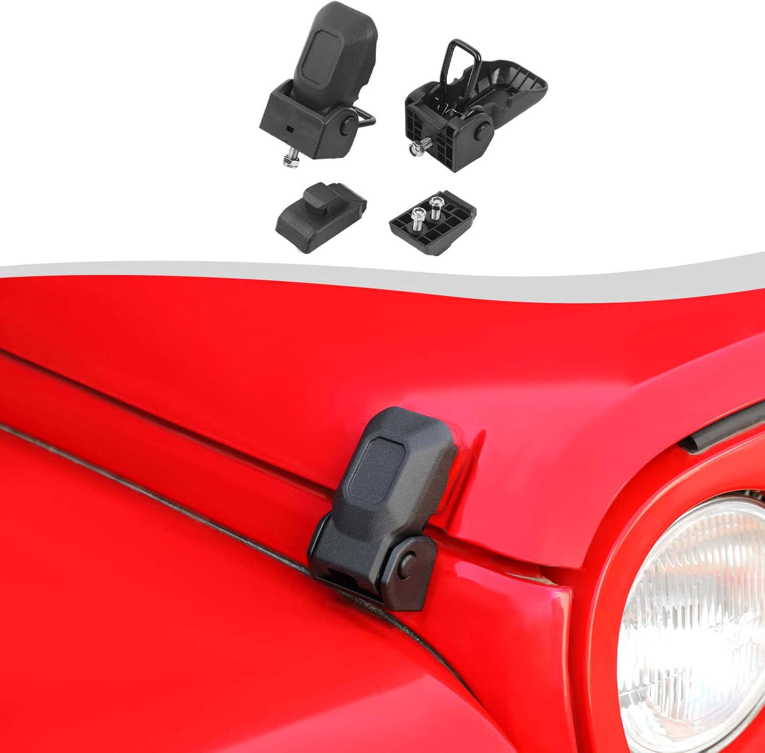 OEM Hood Latches Original Hood Lock Catch Latch Kit Compatible with 2007-2018 Jeep Wrangler JK JKU (1 Pair,Black)