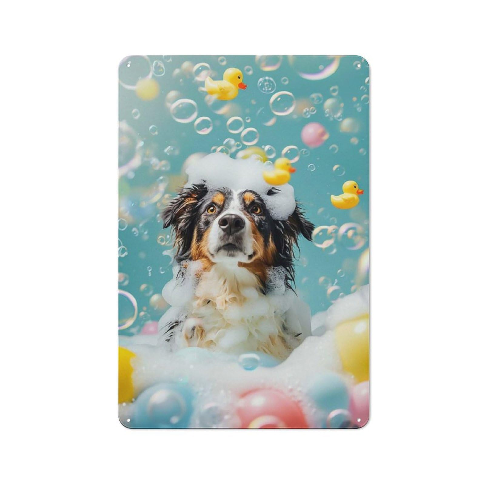 Junmoney Australian Shepherd Dog Metal Sign 30X20cm With For Workshop Wall, Vintage Decor, A Decorative Christmas Gift For Metal Sign Collectors