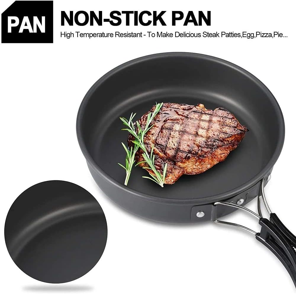 Camping Cookware Set Portable Outdoor Tableware Kettle Pot Cookset Cooking Pan Bowl for Hiking BBQ Picnic