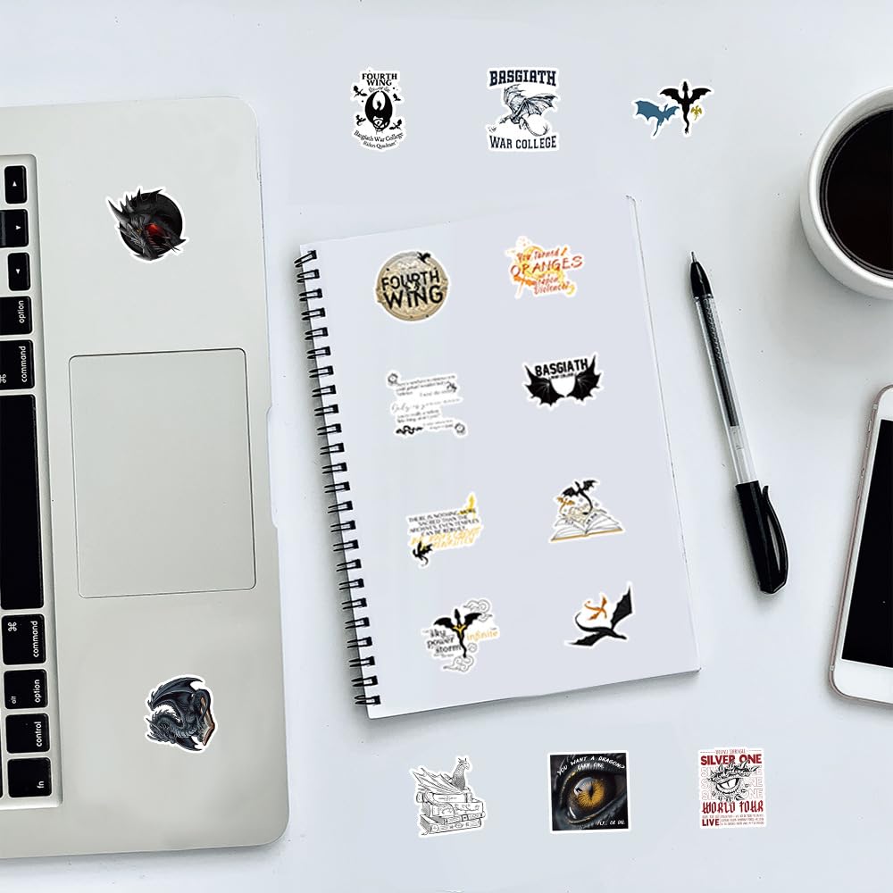 100 adesivi Fourth wing per valigia, skateboard, laptop, computer, bottiglie d'acqua, auto, ragazzi, ragazze, decalcomania, impermeabile