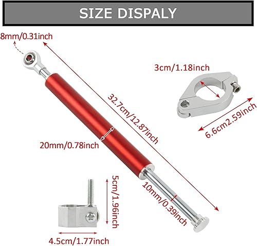 Miniatura 9 de Amortiguador universal de dirección de motocicleta de 12.992 in 6 vías ajustar el estabilizador lineal (plata)