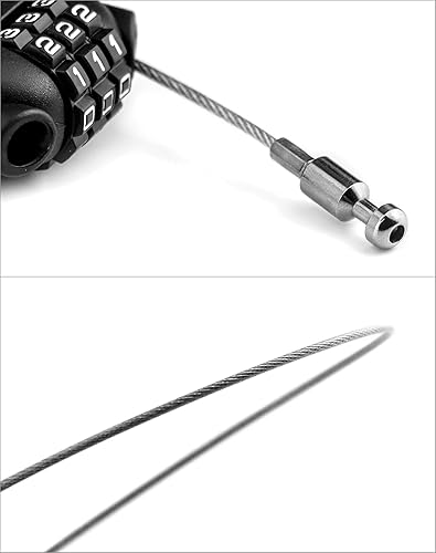 Miniatura 5 de QWORK Cerradura de cable retráctil, paquete de 2 cerraduras de seguridad con contraseña de acero para equipaje