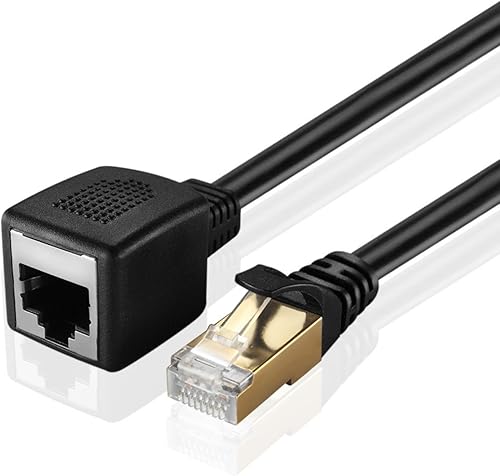 TNP - Extensor de cable Ethernet (10 pies), Cat6, Cat5e, Cat5, RJ45, hembra a macho, acoplador de cableado de red, conector de unión, cable de