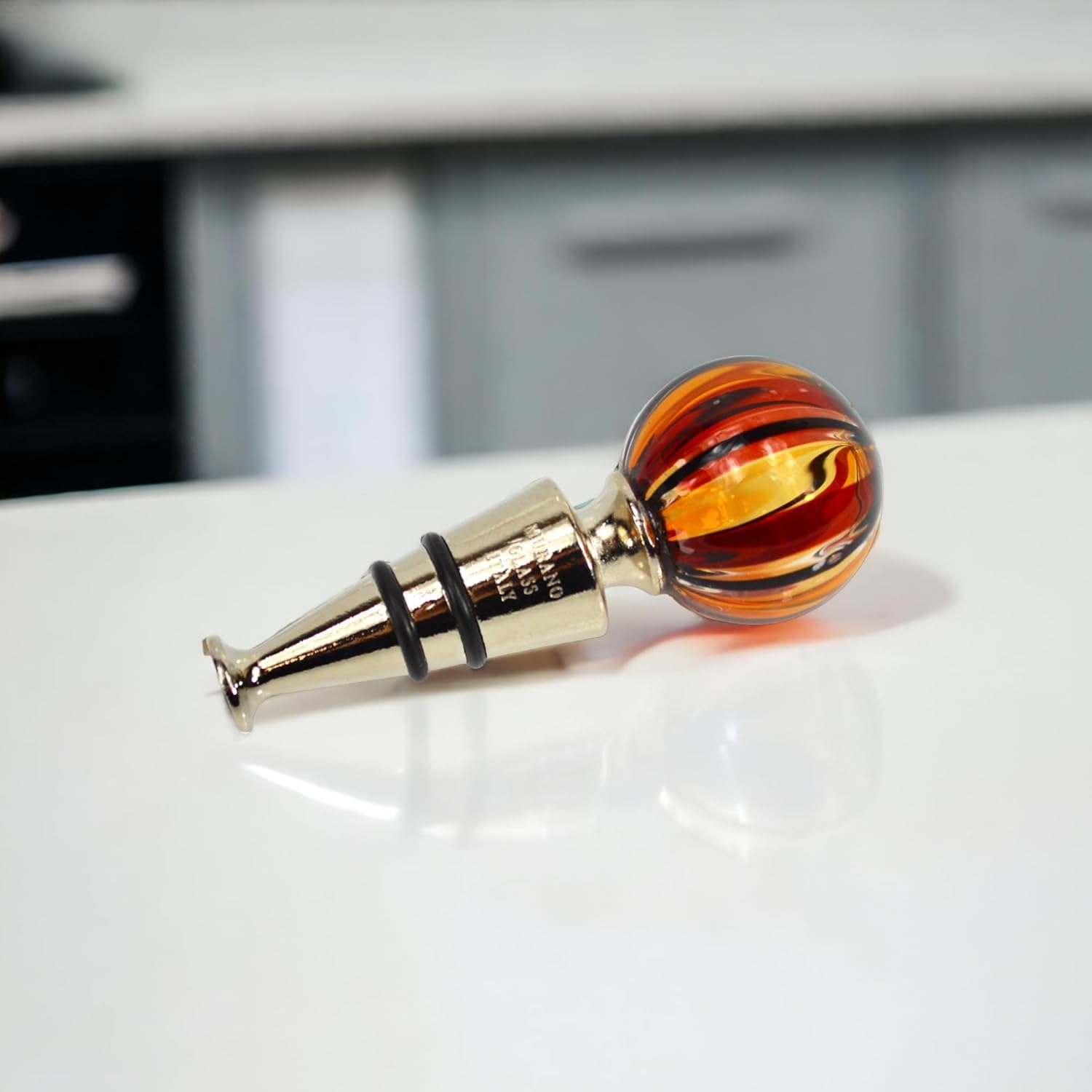 Handmade Murano Glass Wine Bottle Stopper, ONE STOPPER in Red, 4" Length, Wine Saver Stopper, Decorative Wine Bottle Stoppers for Wedding, Holiday Party, Gift, Bar, Made In italy