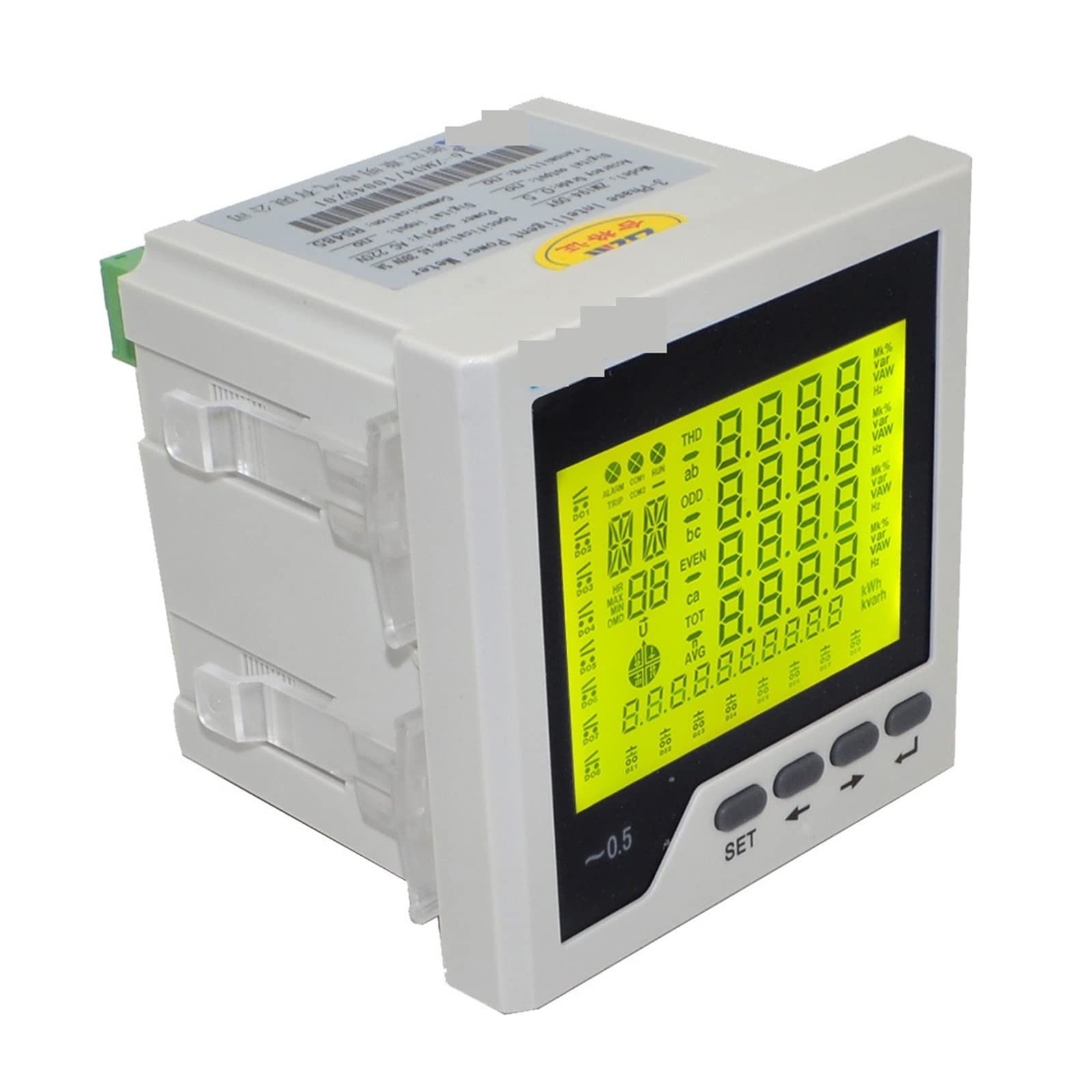 Compteur Électrique Monophasé, Ampèremètre de Compteur d'énergie réseau triphasé à Affichage LCD numérique Intelligent Multifonction avec Fonction de Communication RS485, Facile à Installer